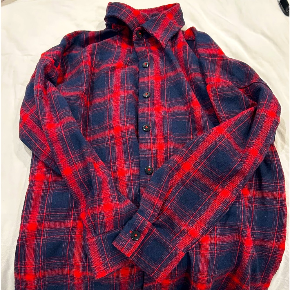 blue and red dark flannel